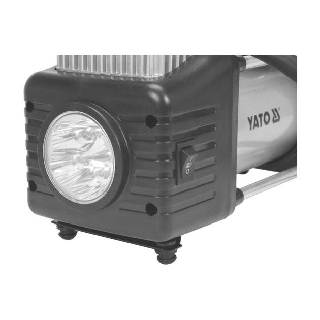 Автомобильный компрессор YATO 12В, 250Вт, 60л/мин, шланг 5м, LED фонарь, фото , изображение 8 | SNABZHENIE.com.ua