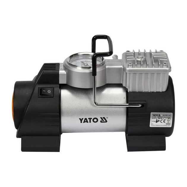 Компрессор автомобильный YATO 12В, 180Вт, 1МПа, 40л/мин, шланг 1м, кабель 3м, LED фонарь, фото , изображение 2 | SNABZHENIE.com.ua