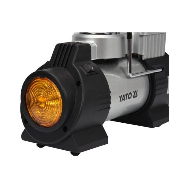 Компрессор автомобильный YATO 12В, 180Вт, 1МПа, 40л/мин, шланг 1м, кабель 3м, LED фонарь, фото , изображение 4 | SNABZHENIE.com.ua