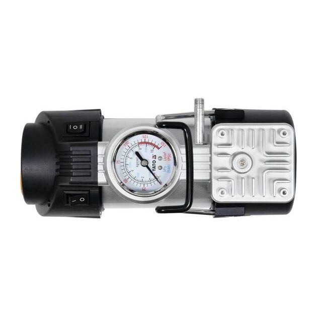 Компрессор автомобильный YATO 12В, 180Вт, 1МПа, 40л/мин, шланг 1м, кабель 3м, LED фонарь, фото , изображение 6 | SNABZHENIE.com.ua