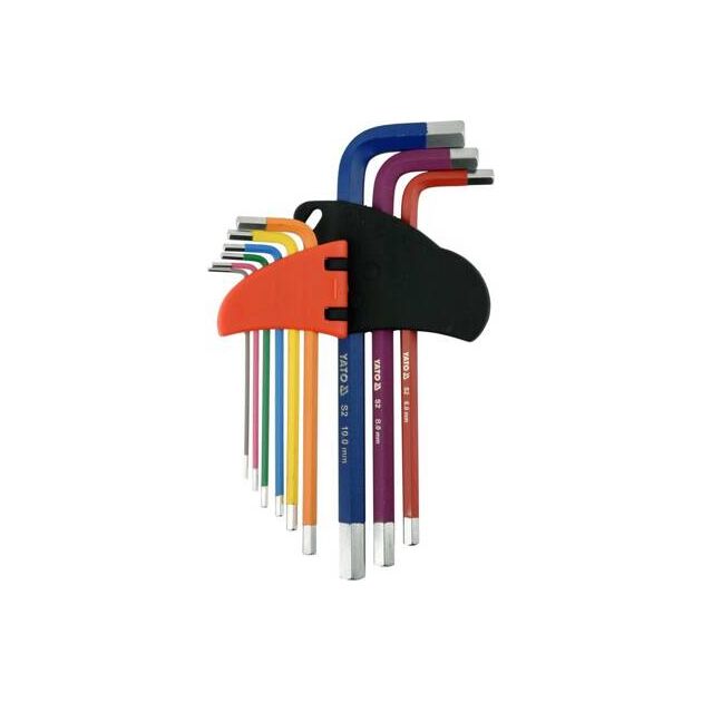 Ключі шестигранні YATO: М1.5-10 мм, Г-подібні, 2-сторонні, HRC 58-62, S2 [10/50], фото , зображення 3 | SNABZHENIE.com.ua