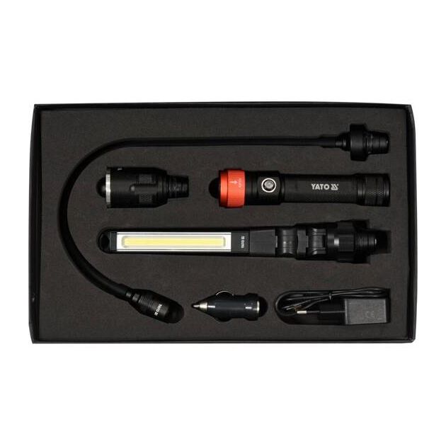 Ліхтар YATO 3 в 1 для ремонту з зарядним пристроєм у футлярі, фото , изображение 2 | SNABZHENIE.com.ua