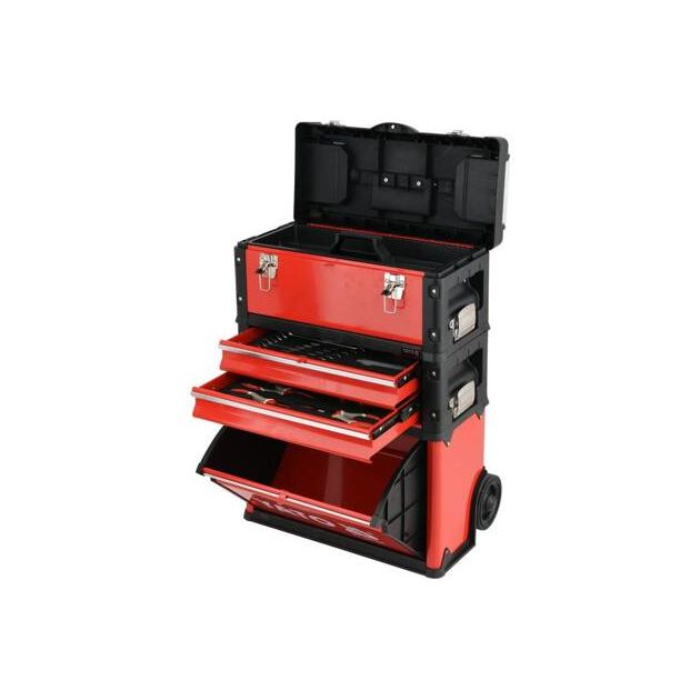 Чемодан-тележка з інструментами YATO 3 секції, на 2-х колесах з висувною ручкою, 78 шт (YT-09104), фото , зображення 8 | SNABZHENIE.com.ua Чемодан-тележка з інструментами YATO 3 секції, на 2-х колесах з висувною ручкою, 78 шт (YT-09104), фото , зображення 8 | SNABZHENIE.com.ua