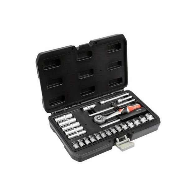 Набор инструментов YATO 25 предметов, квадрат 1/4, M 3,5 - 13 мм, фото , изображение 3 | SNABZHENIE.com.ua