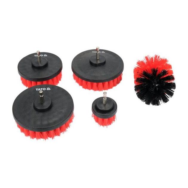 Щітки до дрилі з нейлоновим ворсом YATO і 6-гран. шпинделем, 5 шт. [24/192], фото , зображення 2 | SNABZHENIE.com.ua