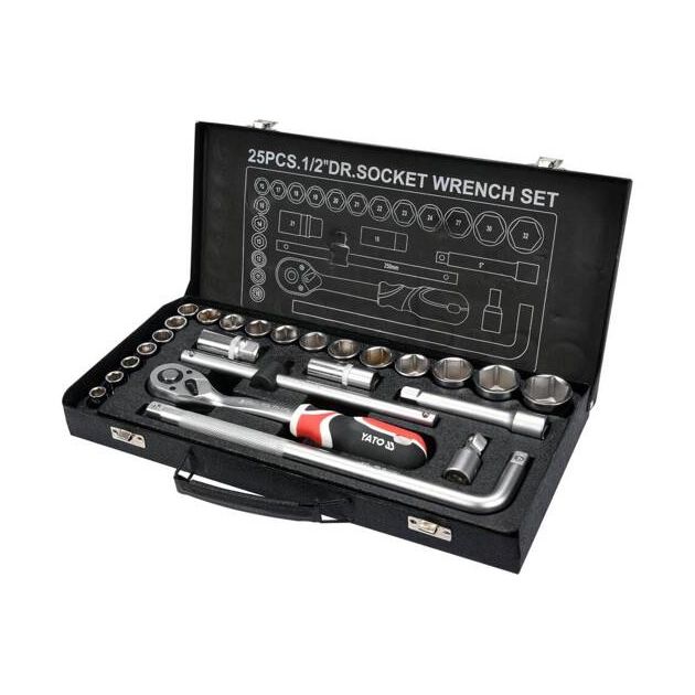 Набір інструментів, квадрат 1/2, 25 предметів YATO (YT-12671), фото , зображення 3 | SNABZHENIE.com.ua Набір інструментів, квадрат 1/2, 25 предметів YATO (YT-12671), фото , зображення 3 | SNABZHENIE.com.ua