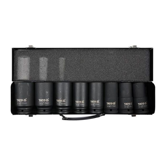 Ударные торцевые головки глубокие M 22-41 мм, квадрат 3/4, 8 шт. YATO, фото , изображение 3 | SNABZHENIE.com.ua Ударные торцевые головки глубокие M 22-41 мм, квадрат 3/4, 8 шт. YATO, фото , изображение 3 | SNABZHENIE.com.ua