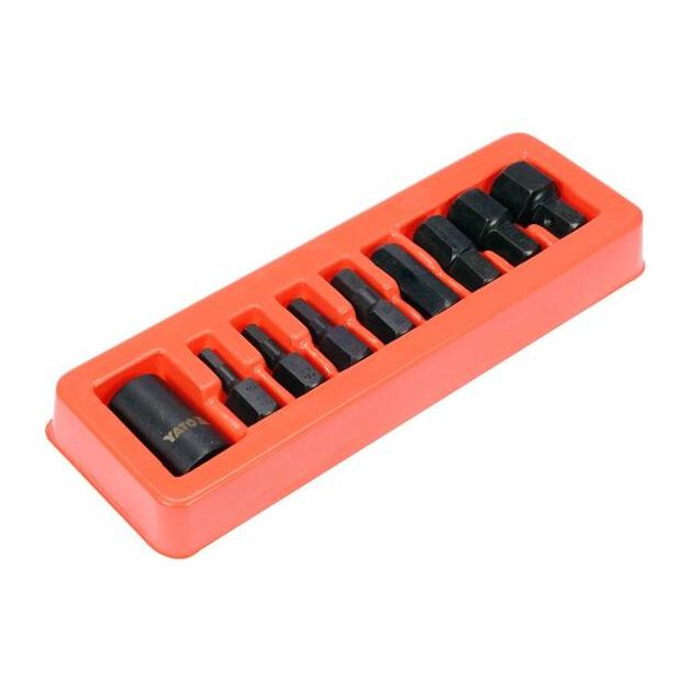 Набор бит ударных 6-гранных YATO 1/2", M 6-19 мм, 9 шт., фото , изображение 3 | SNABZHENIE.com.ua
