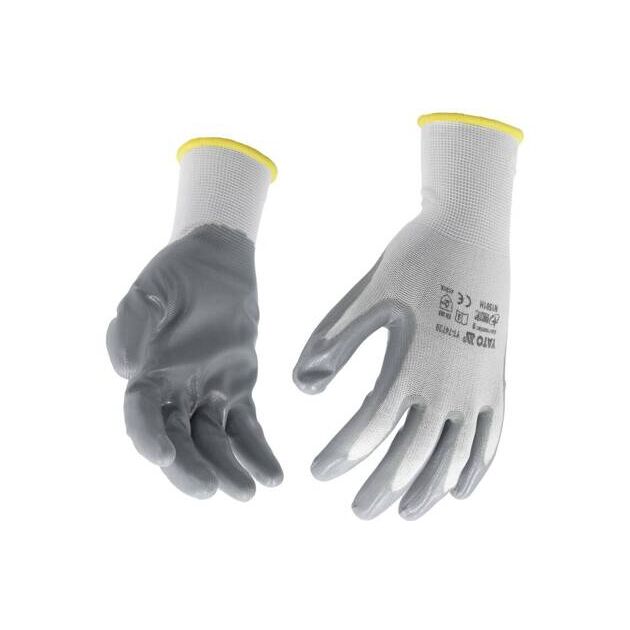 Перчатки рабочие YATO бело-серые, размер 10 (YT-7474), фото , изображение 3 | SNABZHENIE.com.ua