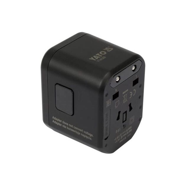 Розетка-адаптер електромережевий YATO 110-240 В з універсальним гніздом і USB вилками до 8 А, фото , зображення 3 | SNABZHENIE.com.ua Розетка-адаптер електромережевий YATO 110-240 В з універсальним гніздом і USB вилками до 8 А, фото , зображення 3 | SNABZHENIE.com.ua