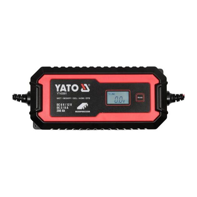 Зарядний пристрій мережевий з LCD дисплеєм 230В YATO для акумуляторів 6V-2А 12V-8А, макс. 240 АГод, фото , зображення 3 | SNABZHENIE.com.ua