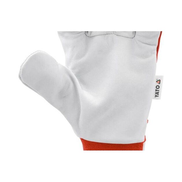 Перчатки рабочие YATO хлопок/кожа, бело-красные, размер 10, фото , изображение 12 | SNABZHENIE.com.ua