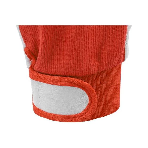 Перчатки рабочие YATO хлопок/кожа, бело-красные, размер 10, фото , изображение 15 | SNABZHENIE.com.ua