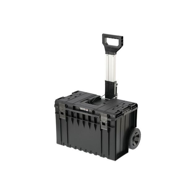 Ящик для інструментів 3 секції, 2 органайзери YATO на 2-х колесах 585х425х810 мм, висувна ручка, фото , зображення 15 | SNABZHENIE.com.ua