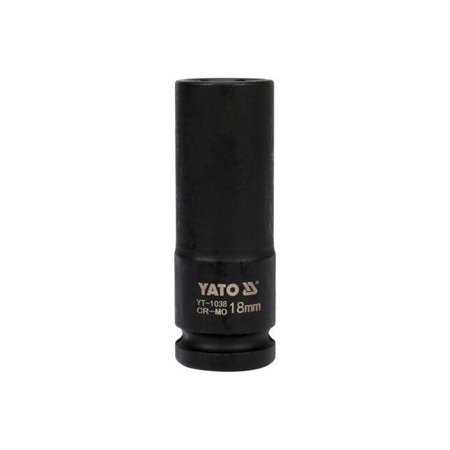 Головка торцева ударна 6-гранна, глибока, квадрат 1/2, 18 мм, довжина 78 мм YATO (YT-1038), фото , зображення 3 | SNABZHENIE.com.ua