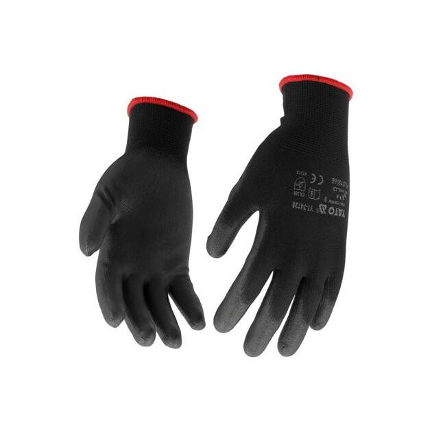 Перчатки робочі нейлонові чорні YATO розмір 8 (YT-74728), фото , зображення 3 | SNABZHENIE.com.ua