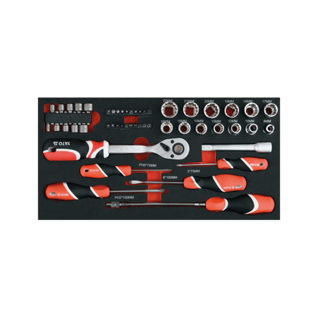 Чемодан-тележка з інструментами YATO 3 секції, на 2-х колесах з висувною ручкою, 78 шт (YT-09104), фото , зображення 49 | SNABZHENIE.com.ua Чемодан-тележка з інструментами YATO 3 секції, на 2-х колесах з висувною ручкою, 78 шт (YT-09104), фото , зображення 49 | SNABZHENIE.com.ua