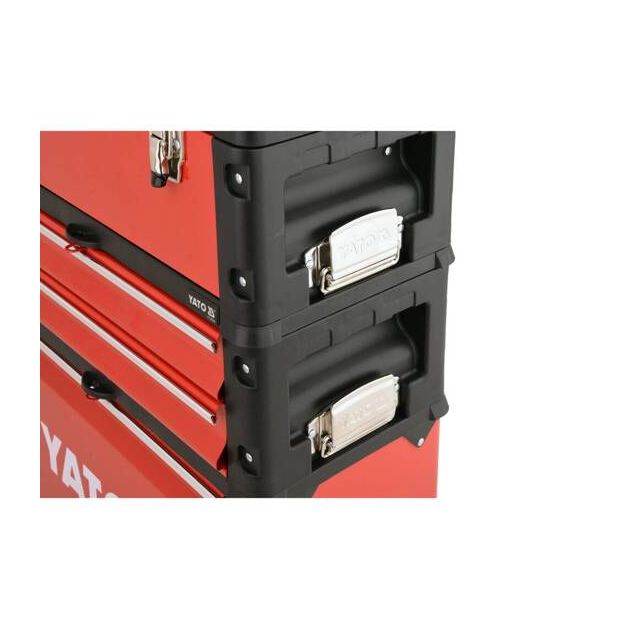 Чемодан-тележка з інструментами YATO 3 секції, на 2-х колесах з висувною ручкою, 78 шт (YT-09104), фото , зображення 15 | SNABZHENIE.com.ua Чемодан-тележка з інструментами YATO 3 секції, на 2-х колесах з висувною ручкою, 78 шт (YT-09104), фото , зображення 15 | SNABZHENIE.com.ua