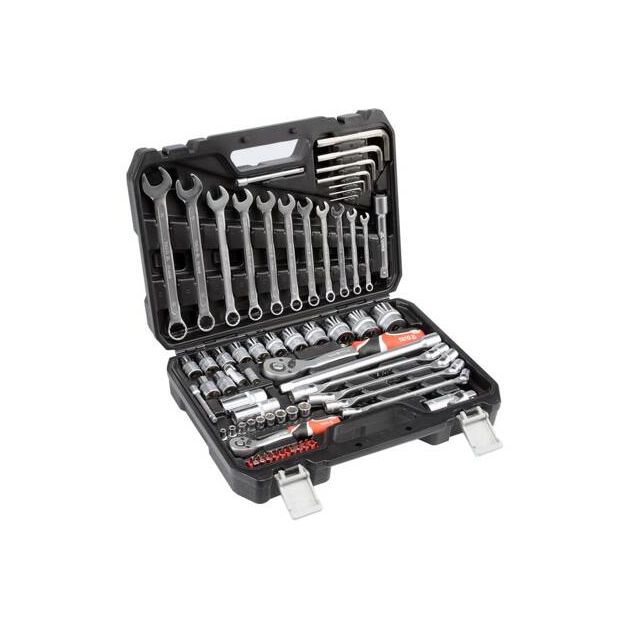 Набір інструментів, квадрат 1/4 і 1/2, 77 шт. YATO (YT-38781), фото , зображення 4 | SNABZHENIE.com.ua