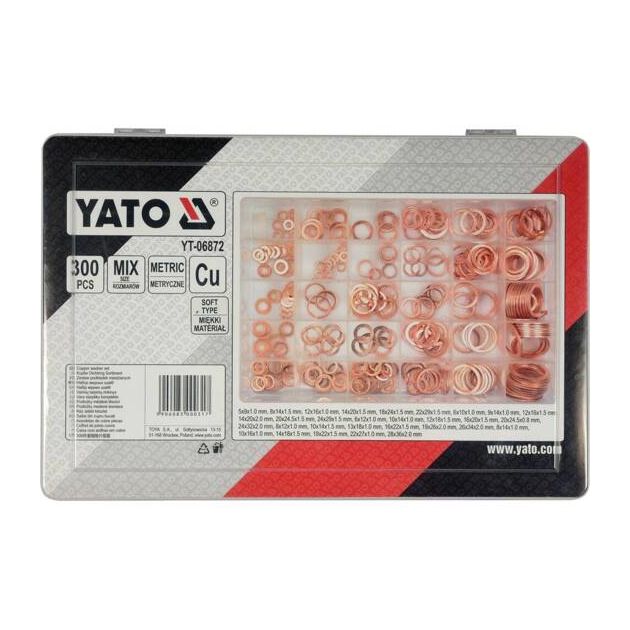 Медные шайбы YATO, 5/9 - 28/36 мм, 300 шт (YT-06872), фото , изображение 4 | SNABZHENIE.com.ua