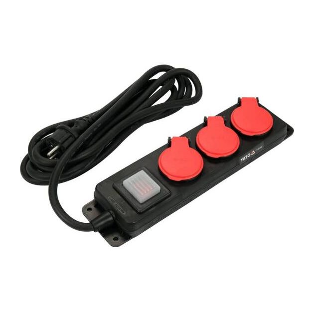 Удлинитель YATO, 3 м, 3 гнезда, 3-жильный, с заземлением, фото , изображение 4 | SNABZHENIE.com.ua Удлинитель YATO, 3 м, 3 гнезда, 3-жильный, с заземлением, фото , изображение 4 | SNABZHENIE.com.ua