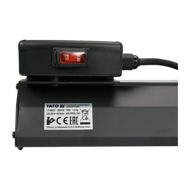 Обігрівач інфрачервоний кварцевий YATO, електричний - 230 В, 2000 Вт, діапазон - 12-18 м, фото , зображення 10 | SNABZHENIE.com.ua Обігрівач інфрачервоний кварцевий YATO, електричний - 230 В, 2000 Вт, діапазон - 12-18 м, фото , зображення 10 | SNABZHENIE.com.ua