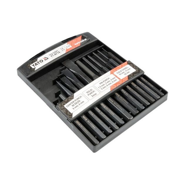 Зубило, кернер і пробійник YATO, Набір 12пр. [10/20], фото , зображення 9 | SNABZHENIE.com.ua