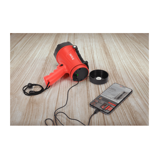 Ліхтар світлодіодний з ручкою акумуляторний YATO Li-Ion 3.7 В, 4400 мАг, 15 Вт, 600/1200 Лм, зарядний USB, фото , зображення 24 | SNABZHENIE.com.ua