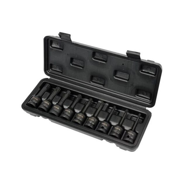 Набор бит ударных RIBE YATO квадрат 1/2", 9 шт, кейс (YT-10681), фото , изображение 4 | SNABZHENIE.com.ua