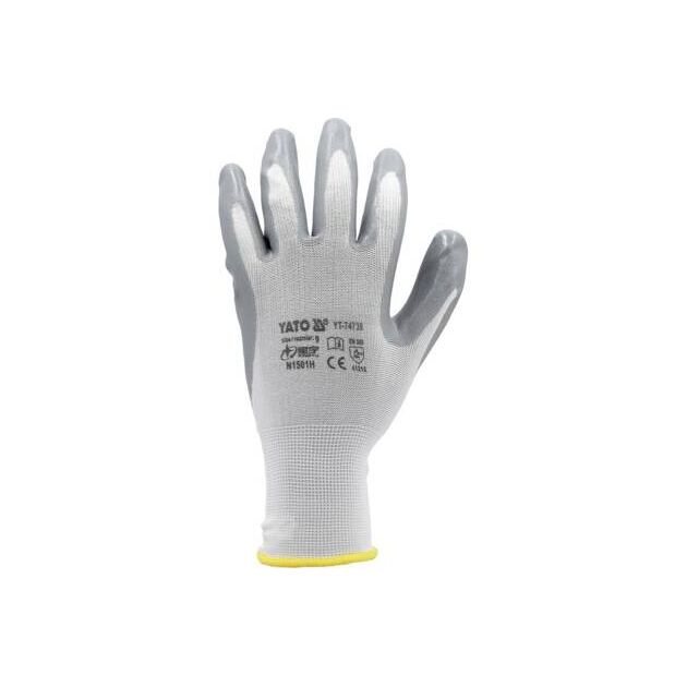 Перчатки рабочие YATO бело-серые, размер 10 (YT-7474), фото , изображение 7 | SNABZHENIE.com.ua