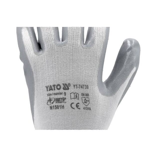 Перчатки рабочие YATO бело-серые, размер 10 (YT-7474), фото , изображение 13 | SNABZHENIE.com.ua