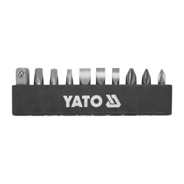 Набор бит с трещоткой YATO 1/4", 11 шт, L = 25 мм, YT-14390, фото , изображение 5 | SNABZHENIE.com.ua