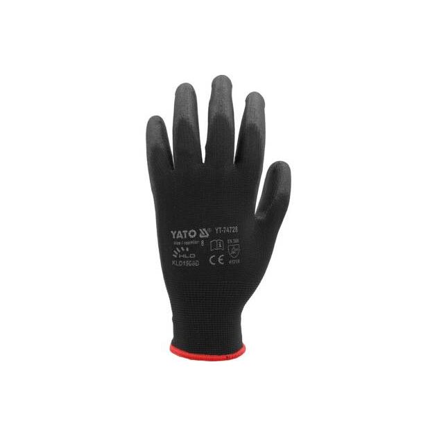 Перчатки робочі нейлонові чорні YATO розмір 8 (YT-74728), фото , зображення 7 | SNABZHENIE.com.ua