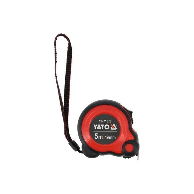 Рулетка YATO 5 м x 19 мм, стальная лента, нейлоновое покрытие, двойная блокировка, фото , изображение 3 | SNABZHENIE.com.ua