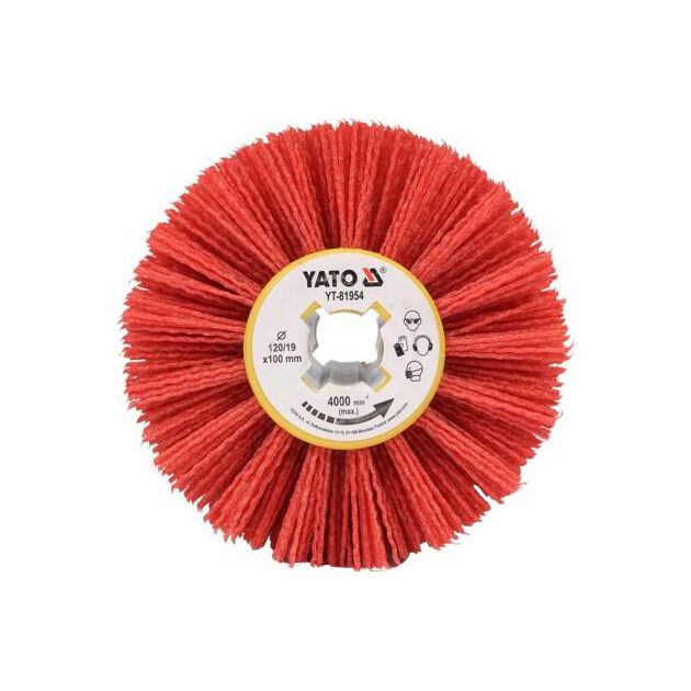 Щетка-вал YATO для шлифовально-щеточной машины, ПВХ, Ø 120/19 мм, шир. 100 мм, фото , изображение 5 | SNABZHENIE.com.ua