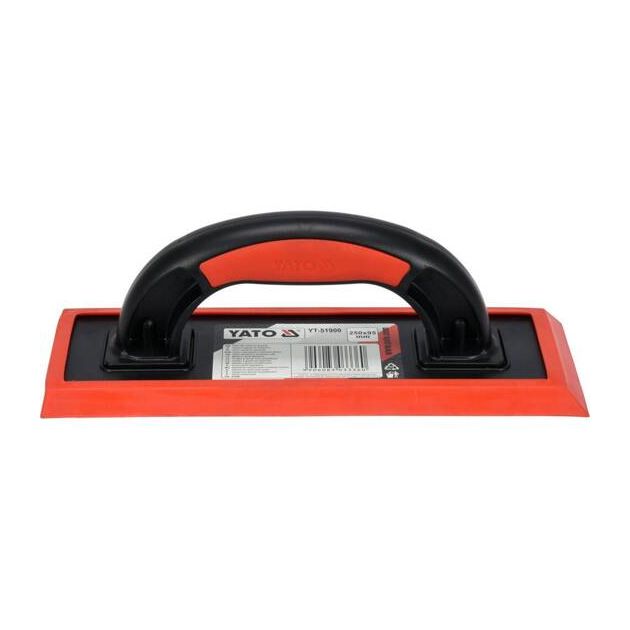 Терка пластикова з гумовою прокладкою YATO: 250 x 95 мм, для затирання швів керамічної плитки, фото , зображення 3 | SNABZHENIE.com.ua