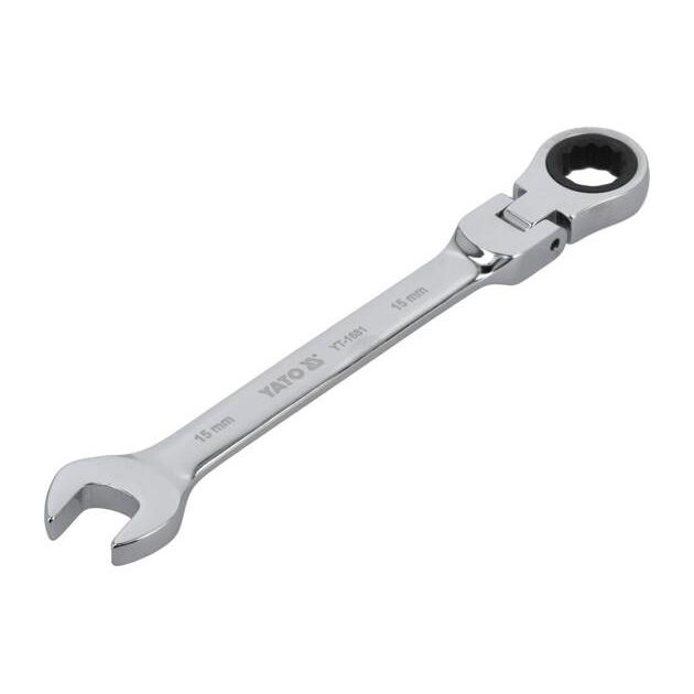 Ключ ріжково-накидний YATO з тріщаткою 15 мм, L=195 мм, фото , изображение 2 | SNABZHENIE.com.ua