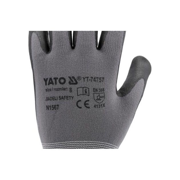 Рукавицы YATO нейлоновые, вспененный нитрил, размер 9, черно-серые, фото , изображение 9 | SNABZHENIE.com.ua