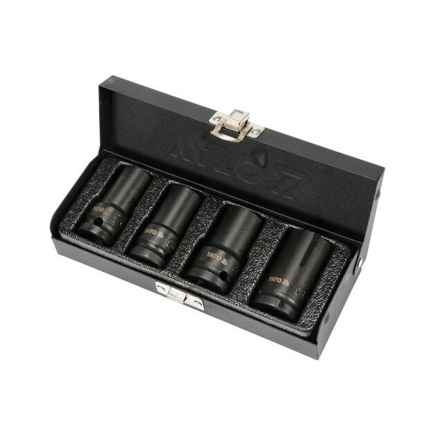 Ударные торцевые головки YATO 1/2", 55 мм, М17, 18.5, 21.5, 26 мм, 4 шт, фото , изображение 2 | SNABZHENIE.com.ua