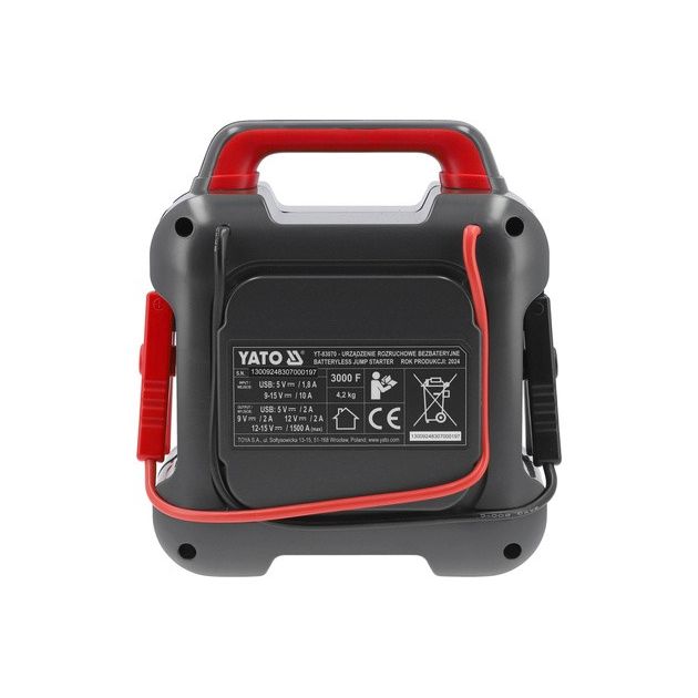 Пусковий конденсатор YATO 2.7V 3 kFa x6 живлення через USB 5V, 1.8A: вихідний 12V, 1.5kА, час 2-10 хв, фото , зображення 6 | SNABZHENIE.com.ua