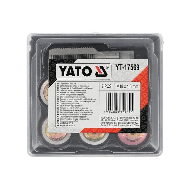 Набор инструментов для ремонта масляных пробок YATO M18 x 1.5 мм, 7 эл., фото , изображение 4 | SNABZHENIE.com.ua