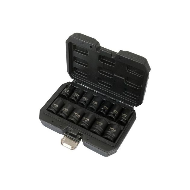 Набор ударных головок YATO 1/2", 6-гранные, M10-M24, 13 шт., фото , изображение 2 | SNABZHENIE.com.ua