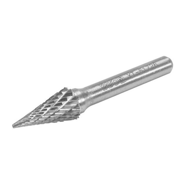 Фреза конусна загострена з карбіду вольфраму YATO, 10 мм, l 58/10 мм, зі шпинделем 6 мм, фото , зображення 3 | SNABZHENIE.com.ua Фреза конусна загострена з карбіду вольфраму YATO, 10 мм, l 58/10 мм, зі шпинделем 6 мм, фото , зображення 3 | SNABZHENIE.com.ua