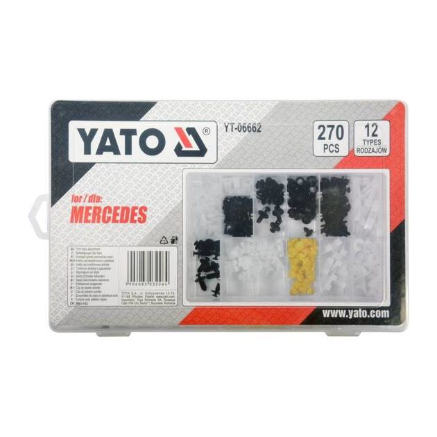 Набор креплений обшивки MERCEDES YATO, 270 шт, 12 типов (YT-06662), фото , изображение 3 | SNABZHENIE.com.ua Набор креплений обшивки MERCEDES YATO, 270 шт, 12 типов (YT-06662), фото , изображение 3 | SNABZHENIE.com.ua