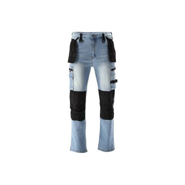 Штани джинсові YATO L/XL, 98-106 см, ріст 180-188 см, голубі, 17 кишень, фото , изображение 7 | SNABZHENIE.com.ua