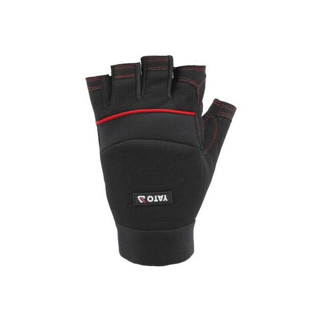 Рабочие перчатки черные открытые YATO, искусственная кожа, размер 9, фото , изображение 5 | SNABZHENIE.com.ua