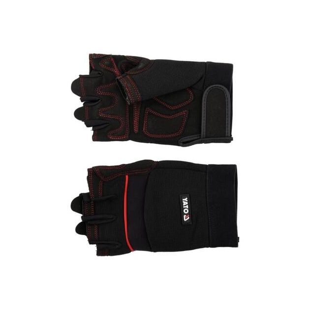 Рабочие перчатки черные открытые YATO, искусственная кожа, размер 9, фото , изображение 13 | SNABZHENIE.com.ua