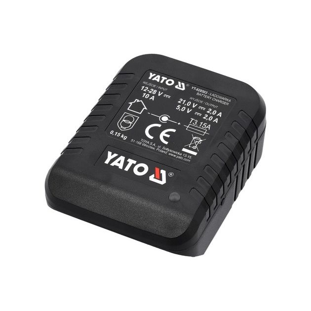 Зарядний пристрій YATO для акумуляторів Li-Ion 18 В, 2 А, USB-в, від автомобільної мережі 12-28 B, фото , зображення 5 | SNABZHENIE.com.ua