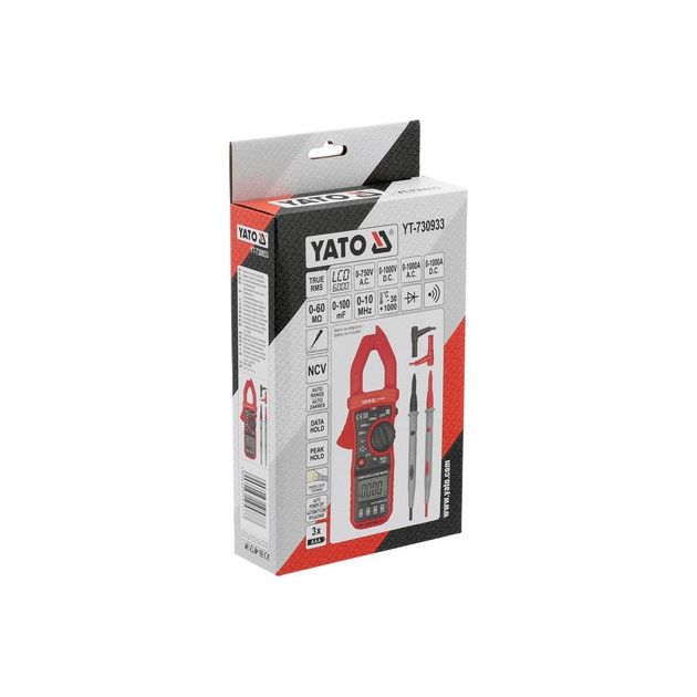Мультиметр-кліщі для вимірювання електричних параметрів YATO: 10 мА - 1000 А [30], фото , зображення 7 | SNABZHENIE.com.ua