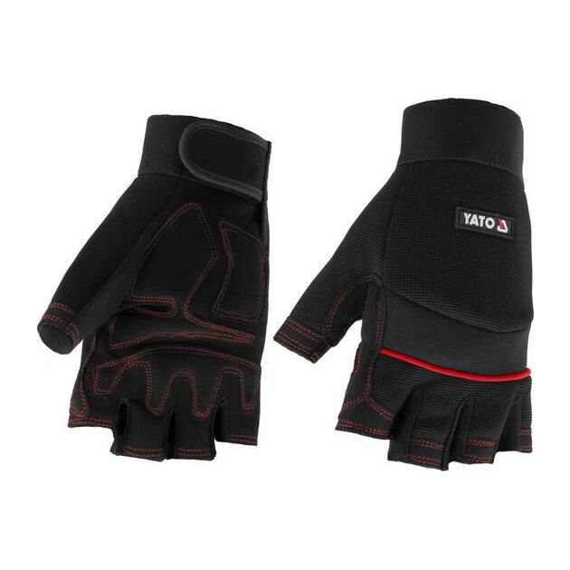 Защитные безпальцевые перчатки YATO с мягкими подушками, 11 размер, фото , изображение 2 | SNABZHENIE.com.ua